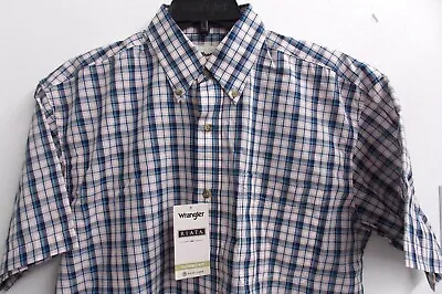 Wrangler Riata Short Sleeve Plaid Shirt 112326408 Light Weight Navy • $19.99