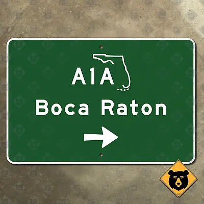 Florida Boca Raton State Route A1A Highway Road Freeway Sign Beach 1961 21x14 • $122.32