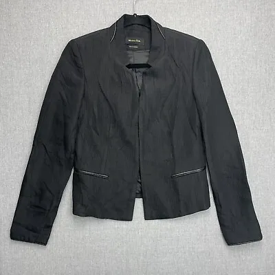 $26.99 • Buy Massimo Dutti Womens Jacket Blazer 10 Black Textured Cotton Blend Lined 2014