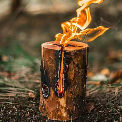 Eco-Friendly Swedish Torch Log For Outdoor Cooking Camping BBQ & Fire Pits • £14.99