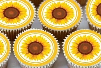 Yellow Sunflower Edible Cupcake Toppers Decorations 3520 • £2.99