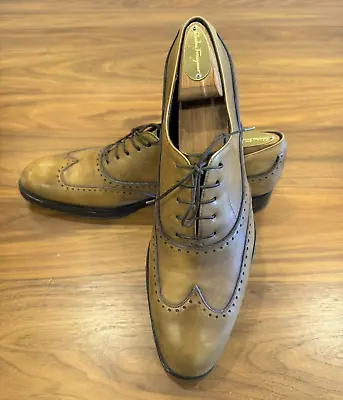 Salvatore Ferragamo Mens Brown Wingtip Oxford Dress Shoes Size US 11 / EU 10 • $124.99