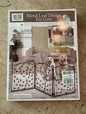 Metal Pet Gate 3 Panel Leaf Design - Extra Wide Expandable & Foldable Dog Fence • $34.99