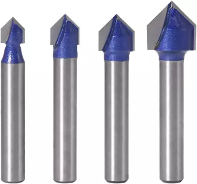 Yakamoz Industrial Grade 1/4-Inch Shank 90 Degree V Groove Router Bit Set CNC En • $14.70