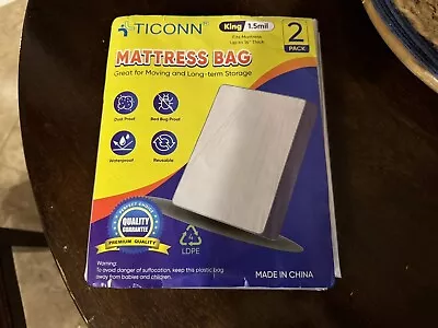 TICONN 2PK Mattress Bag For Moving Storage Waterproof Mattress Protector King • $14.99
