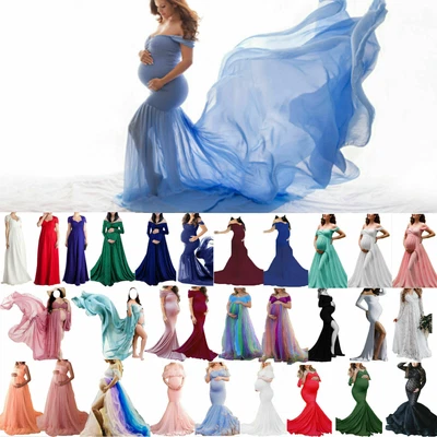 $56.59 • Buy Maternity Women Lace Maxi Dress Pregnant Photography Photo Shoot Gown Dresses'