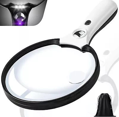 Large Magnifying Glass With Light 10X 20X 45X Handheld With 3 LED Lights 12 ... • $29.86