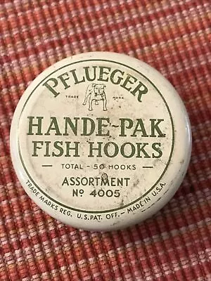 Vintage Pflueger Hande-Pak Fish Hooks Assortment No 4005 Fishing Hooks In Tin • $9