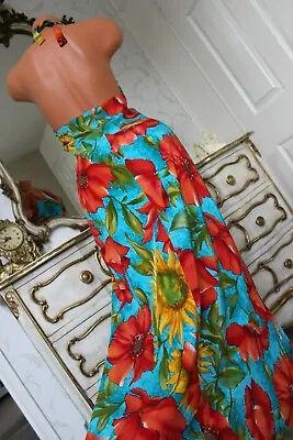 £34 • Buy (Ref 10) CHARLOTTE HALTON Blue & Red Mix Ladies Summer Holiday Dress Size 12