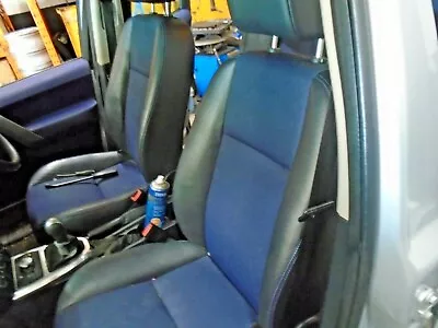 Freelander 2 Set Of 1/2 Leather Seats Scuba Blue Over Black Heated Electric Seat • £350