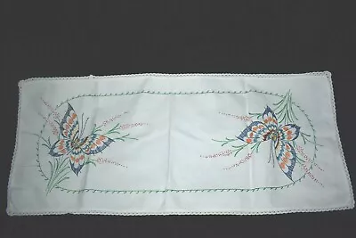 Vintage Hungarian Style Hand Embroidered  Butterfly Table Runner  • $29.99