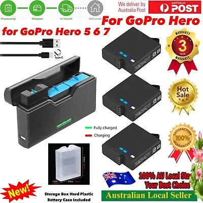 For GoPro Hero 7 6 5 Black Battery Triple Charger For Go Pro Hero7 6 Hero5 Black • $55.90