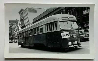 Vintage Photo Snapshot Baltimore Transit Trolley Streetcar #7068  Fort Ave  Sign • $6.99