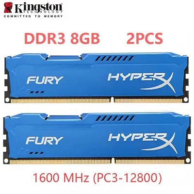 HyperX FURY DDR3 16GB 2x 8GB 1600 MHz PC3-12800 240pin Desktop RAM Memory DIMM • £22.86