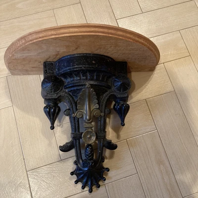 £18 • Buy Vintage Oak Gothic  Metal  Shelf Wooden Wall  Bracket