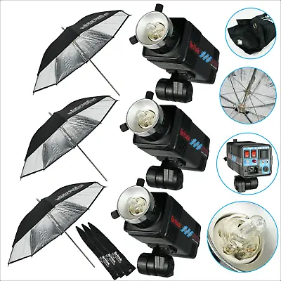 3 PACK - Britek 168W Studio Flash Strobe Monolight W/ Lamp Flash Tube Umbrella • $109.99