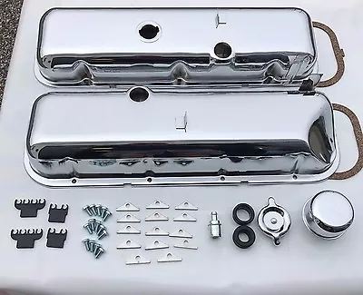 Chevrolet Chrome CHEATER Valve Covers SLANT  BBC 396 427 454 KIT 40 PC KIT NEW • $179.95