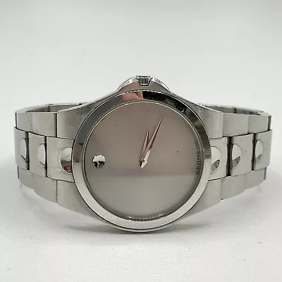Movado Luno 38mm Stainless Steel Mens Watch Water Resistant Silver 84 E7 1850 • $259.99