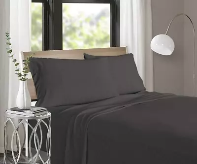 Soft Tees Luxury Cotton Modal Jersey Knit Sheet Set Dark Grey King • $74.99