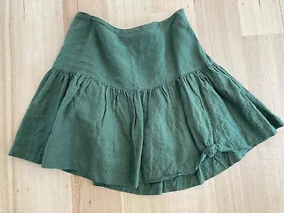 COUNTRY ROAD Linen Mini Skirt Green SIZE: 10 • $30