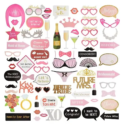 72 Pieces Bachelorette Photo Booth Props For Bridal Party Selfies And Decor • $11.99