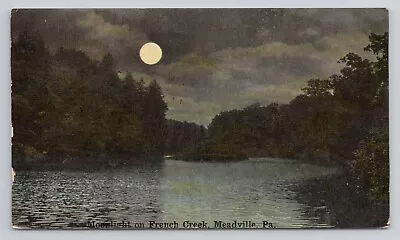 Moonlight On French Creek Meadville Pennsylvania 1911 Antique Postcard • $12.80