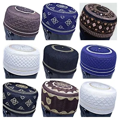 Prayer Hat Topi Muslim Islamic Skull Cap Kufi Head Wear Mosque Namaz Embroidery • £8.95