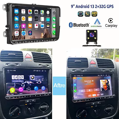 9  Android 13 Carplay FM Player For VW Golf MK5 MK6 Caddy Jetta Car Stereo Radio • $182.69