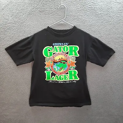 Vintage Growlin Gator Lager Shirt Adult Small Black Retro 80s Beer Single Stitch • $14.16