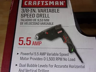 New Craftsman 5.5amp  3/8  Variable Speed Electric Drill W/ Case  # 910114 • $22