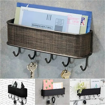 Wall Mount Key Holder Mail Rack Entryway Hooks Key Organizer Rack Letter Sorter • $12.99