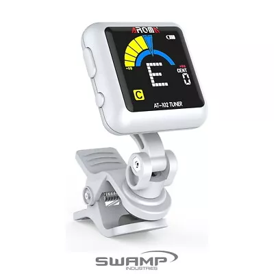 $38.99 • Buy Aroma AT102WH Rechargeable Chromatic Clip-on Tuner - White - Guitar Bass Ukulele