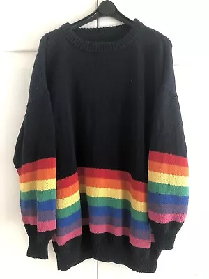 NEW Handmade Dark Navy/Black & Rainbow Jumper - Size 18/20/22 (Bust 54” Approx) • £32