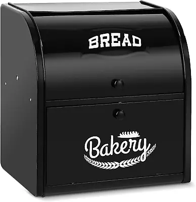 2 Layer Metal Bread Boxes Bread Box Storage Bin Kitchen Container With Roll Top • $78.99