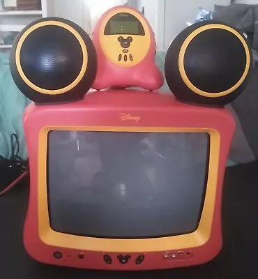 Disney Mickey Mouse CRT Television With Stereo Speaker Ears And Clock FM Radio • $119.99