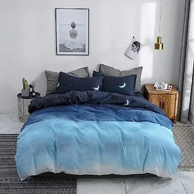 KW KEYWARM HOME TEXTILES Blue Ombre Duvet Cover Twin Size Moon Star Bedding S... • $24.42