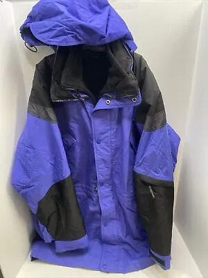 Performance Outfitters Sz Lg Purple Blue Winter Coat Jacket Removable Hood Men's • $44