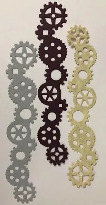 GEAR BORDER Die-Cuts(3pc)6”x 1” Steampunk•Cogs•Sprocket•Vintage •Machine•Antique • $2.89