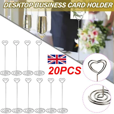 20x Photo Holder Stands Heart Table Number Wedding Place Card Paper Menu Clips • £7.29