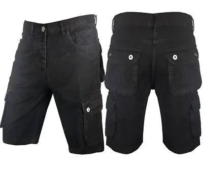 £12.99 • Buy Mens Shorts Denim Jean Short Summer Raw Combat Casual Cargo Pockets W32-40
