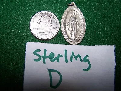 Vintage Sterling Silver Miraculous Medal Pendant 1830 Mary Pray For Us Catholic • $29.95