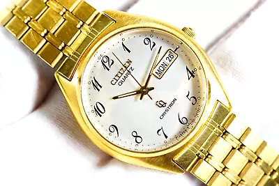 $121.95 • Buy CITIZEN Crystron CQ Watch Men's Vintage Citizen Cal. 7302A Ref. 44-2666