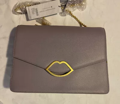 £149 • Buy Lulu Guinness Annabel Large Lips Bag New Lavender Grey / Lilac £325 Receipt
