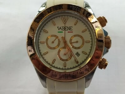 $64 • Buy VABENE Chronograph Watch Color Gold Bezel White Silicone Band