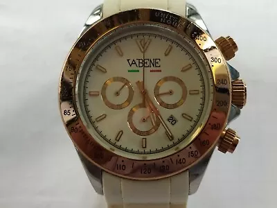 VABENE Chronograph Watch Color Gold Bezel White Silicone Band • $64