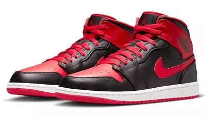 Air Jordan 1 Retro Mid Alternate Bred Sneakers Top Basketball Trainers Men Size • $237.61