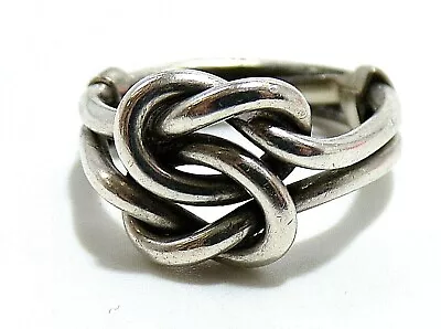  VINTAGE Gucci Italy SIGNED STERLING SILVER DOUBLE LOVE KNOT RING WITH SIZER • $189.99