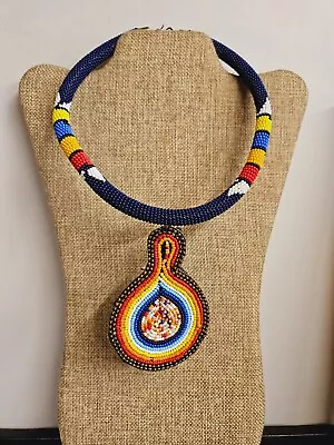 African Zulu Beaded Maasai Pendant Necklace  • $4.99