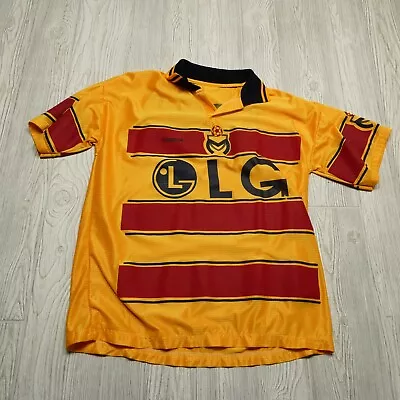 VINTAGE Soccer Jersey Adult L/XL Yellow Polyester Morelia Sol Short Sleeve Mens • $57.44