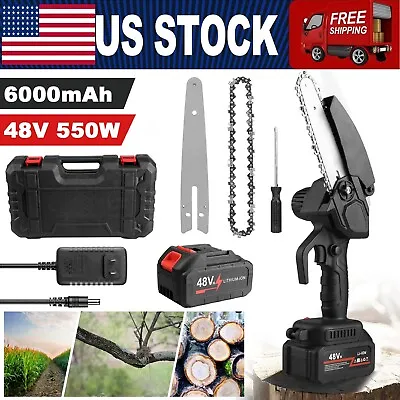 6'' Mini Handheld Electric Chainsaw Cordless Chain Saw Wood Cutter Rechargeable • $40.95
